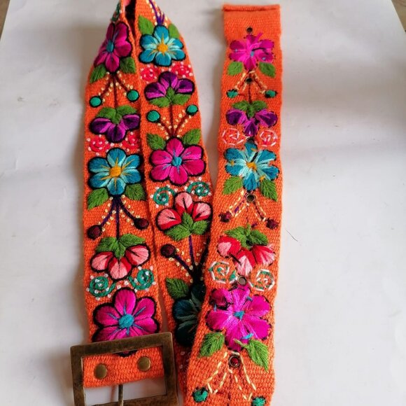 Multicolored Flower Hand-Woven Headband Belt Set main image 7